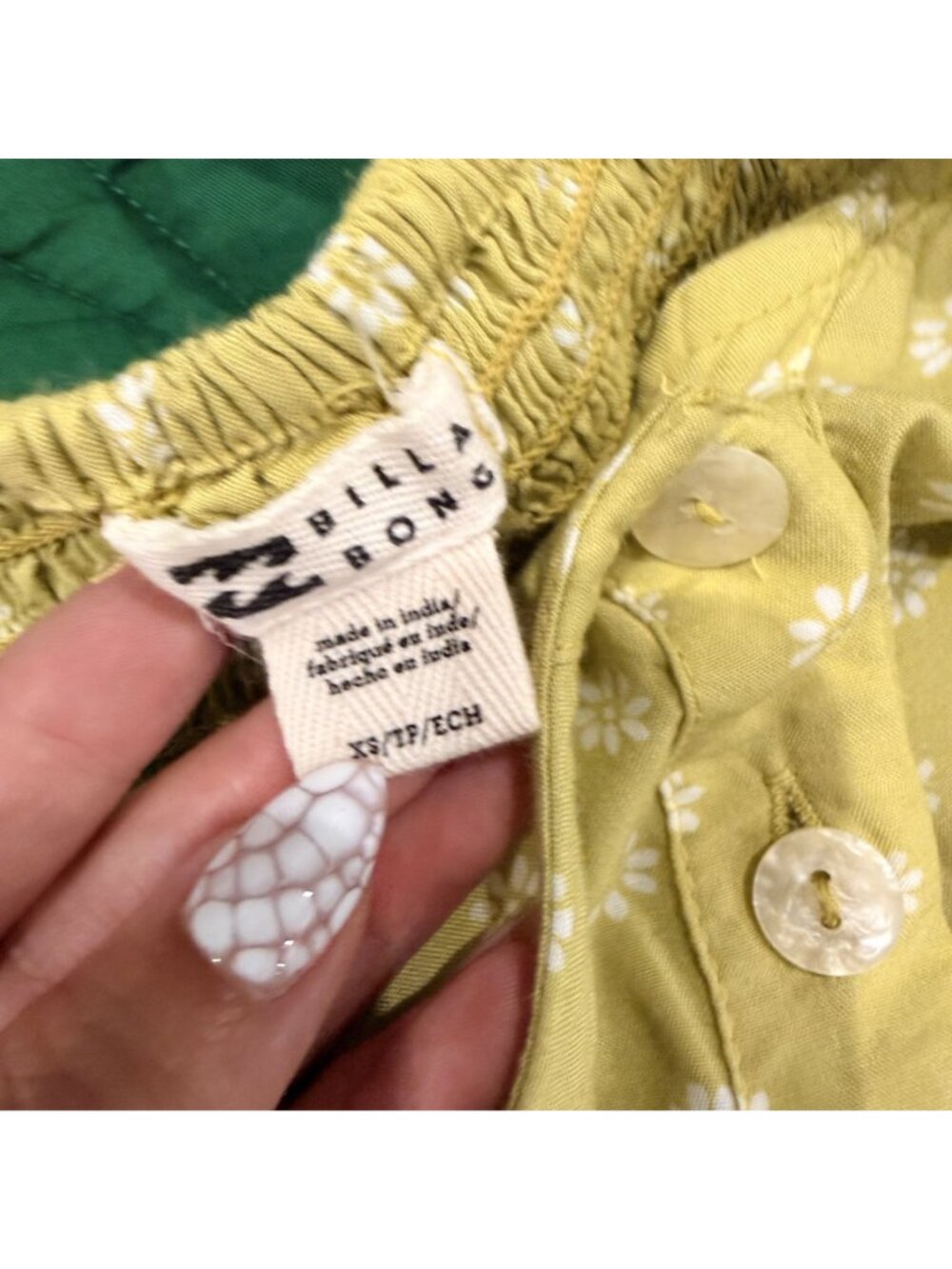 Billabong Womens XS Lime Green Daisy Floral Button Front Cami Midi Maxi Dress - Picture 4 of 7